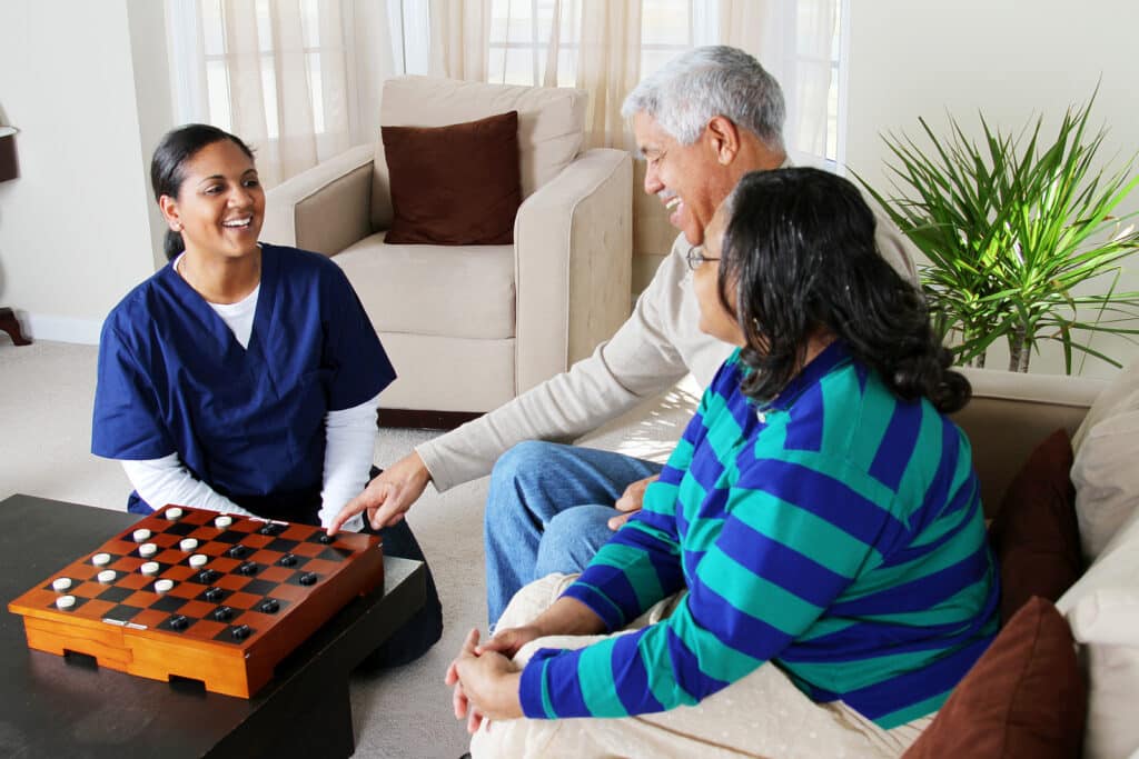 Companion care at home can help aging seniors stay mentally fit by playing games and doing other activities with them.